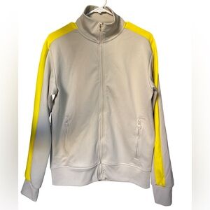 Zara Bomber Zipper Track Jacket in Yellow and Cream Small